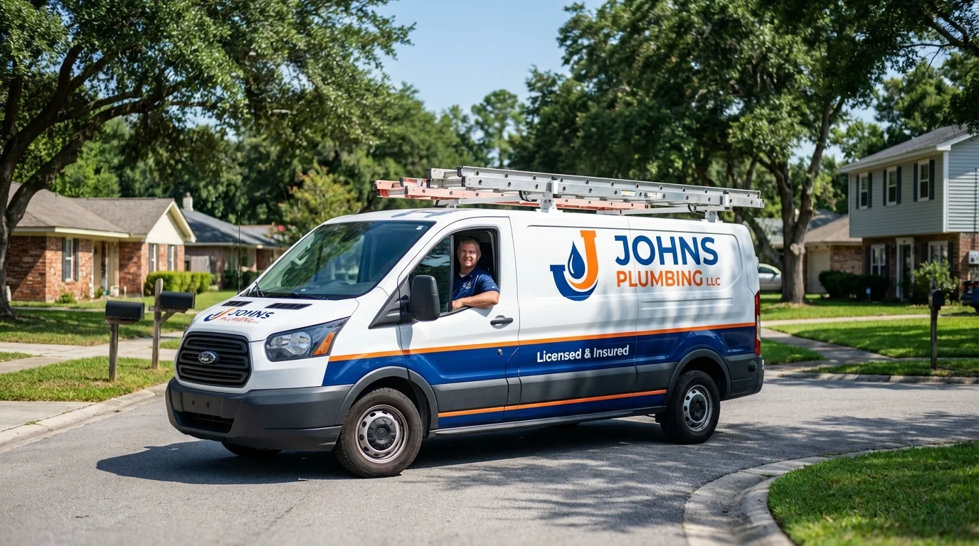 Johns Plumbing LLC service van in Florence, OR