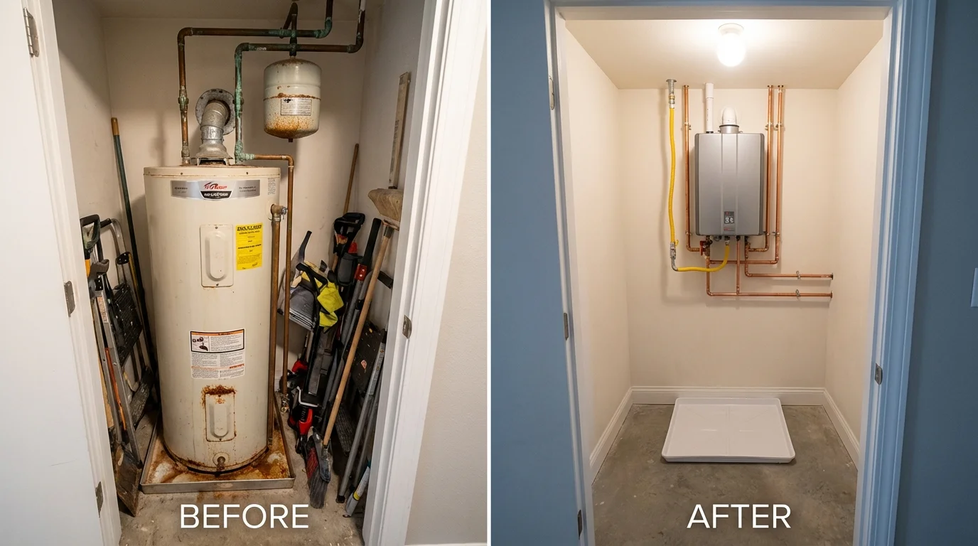 Tank water heater versus wall-mounted tankless unit comparison for Florence, OR homeowners