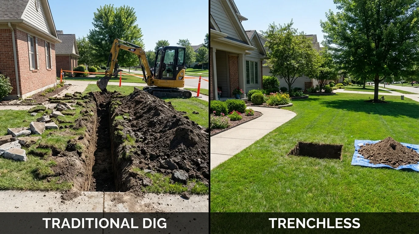 Trenchless sewer repair with minimal yard damage versus traditional excavation in Florence, OR